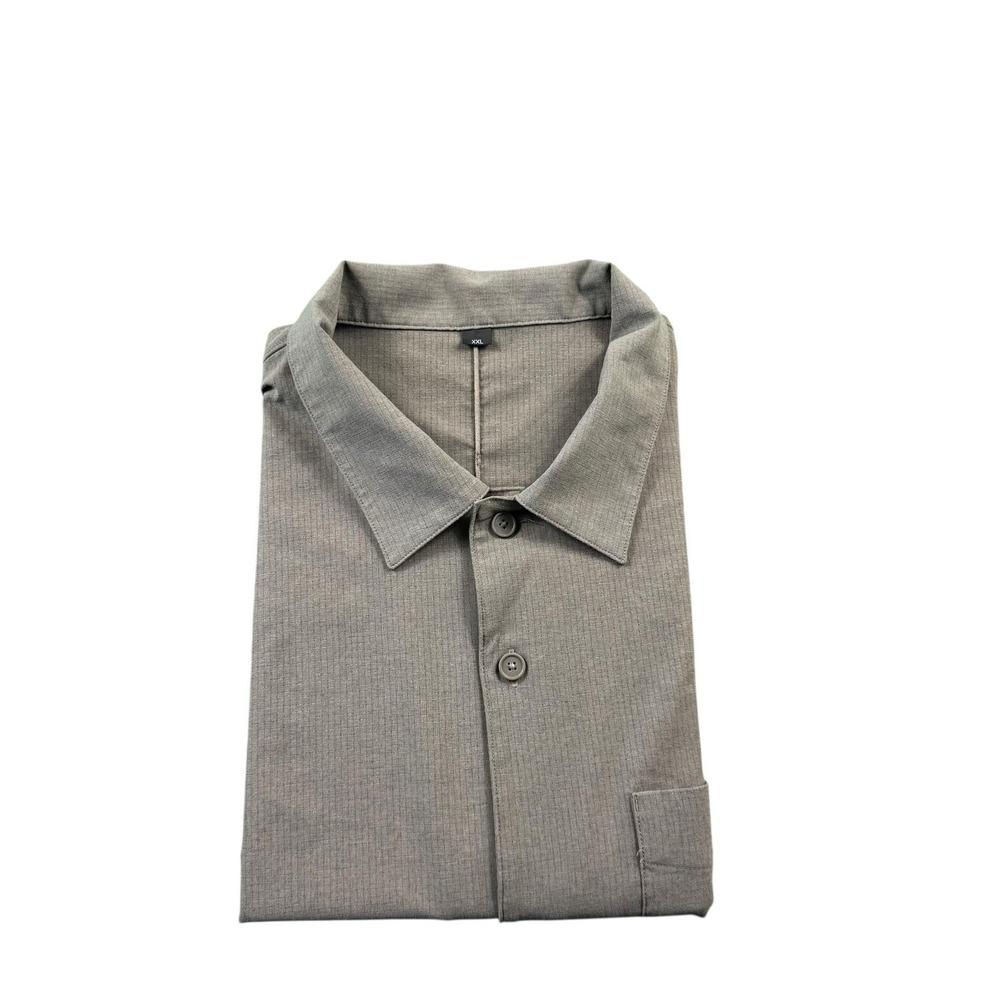 Lululemon Gray Grid Woven Performance S/S Button Front Size 2XL XXL
